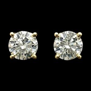 18K Gold Plated, 2CTW Moissanite Solitare Stud Earrings
